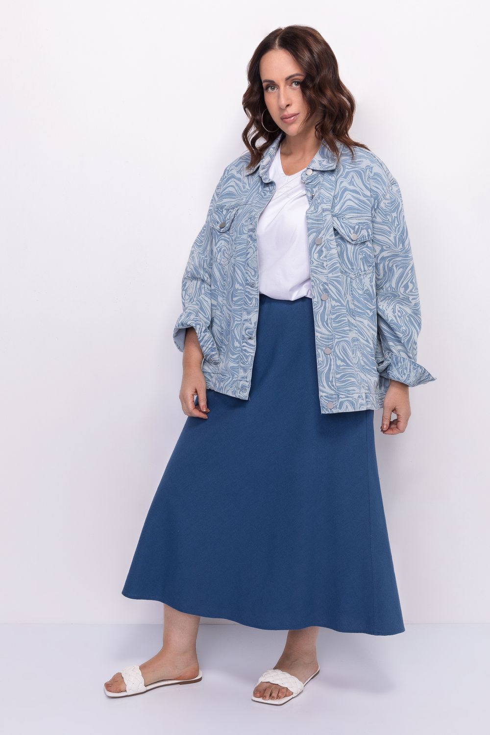 Льняная юбка косого кроя