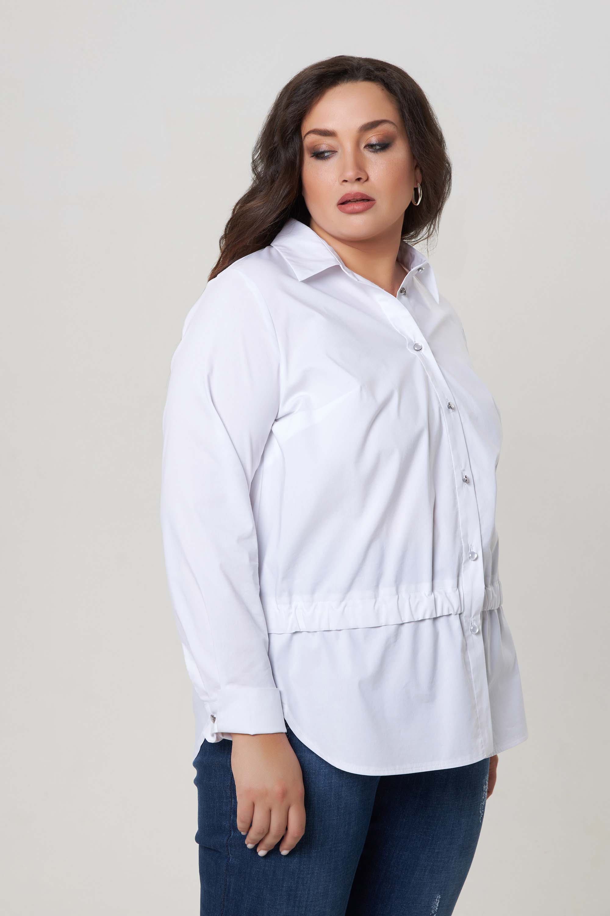 Хлопковая белая рубашка с кулиской