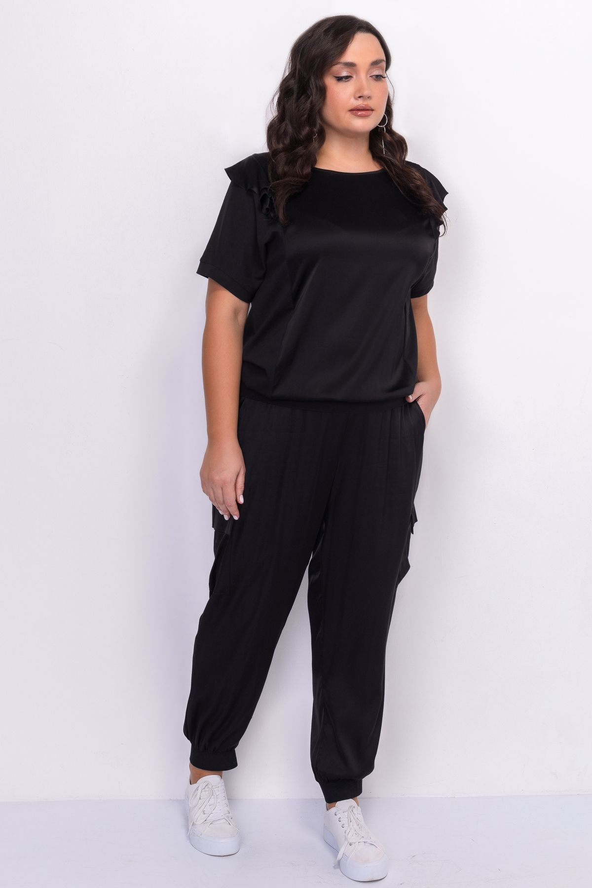 Шелковистый свитшот с оборками *PREMIUM