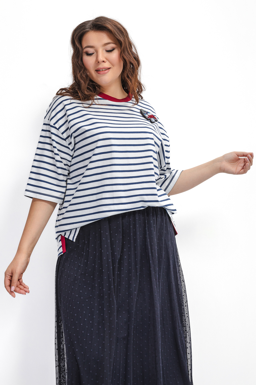 Футболка удлиненная в полоску