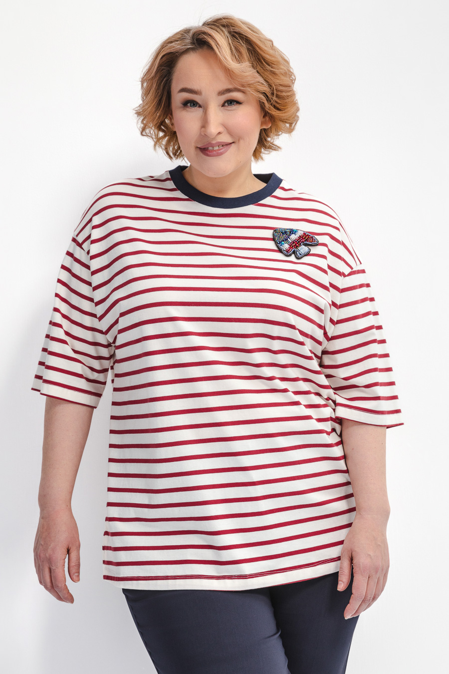 Футболка удлиненная в полоску