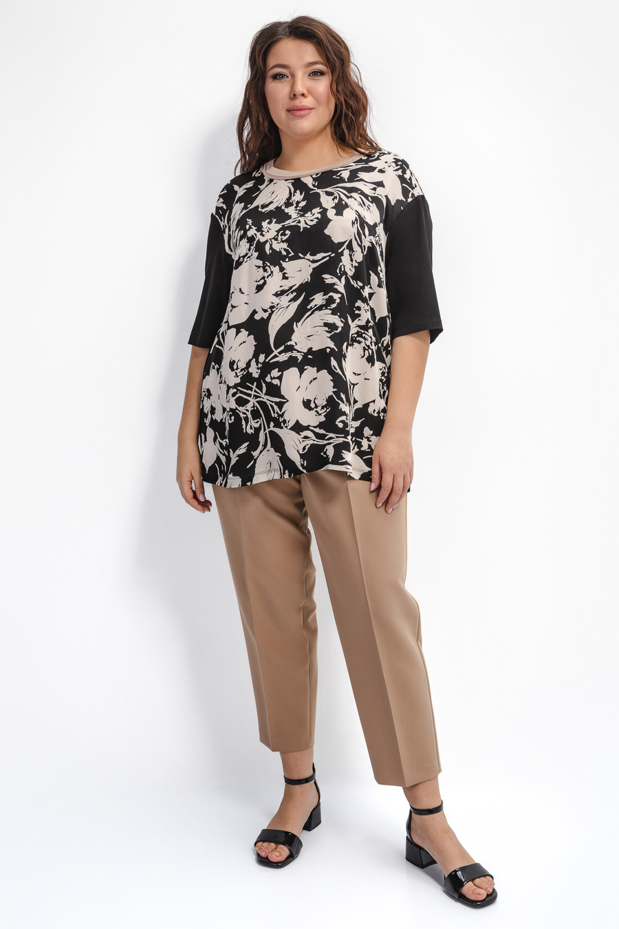 Блуза из вискозы с трикотажными рукавами