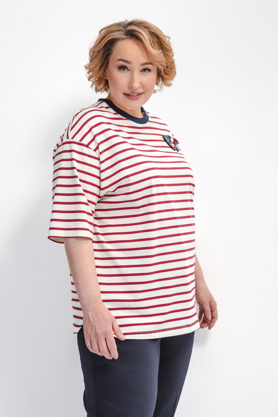 Футболка удлиненная в полоску