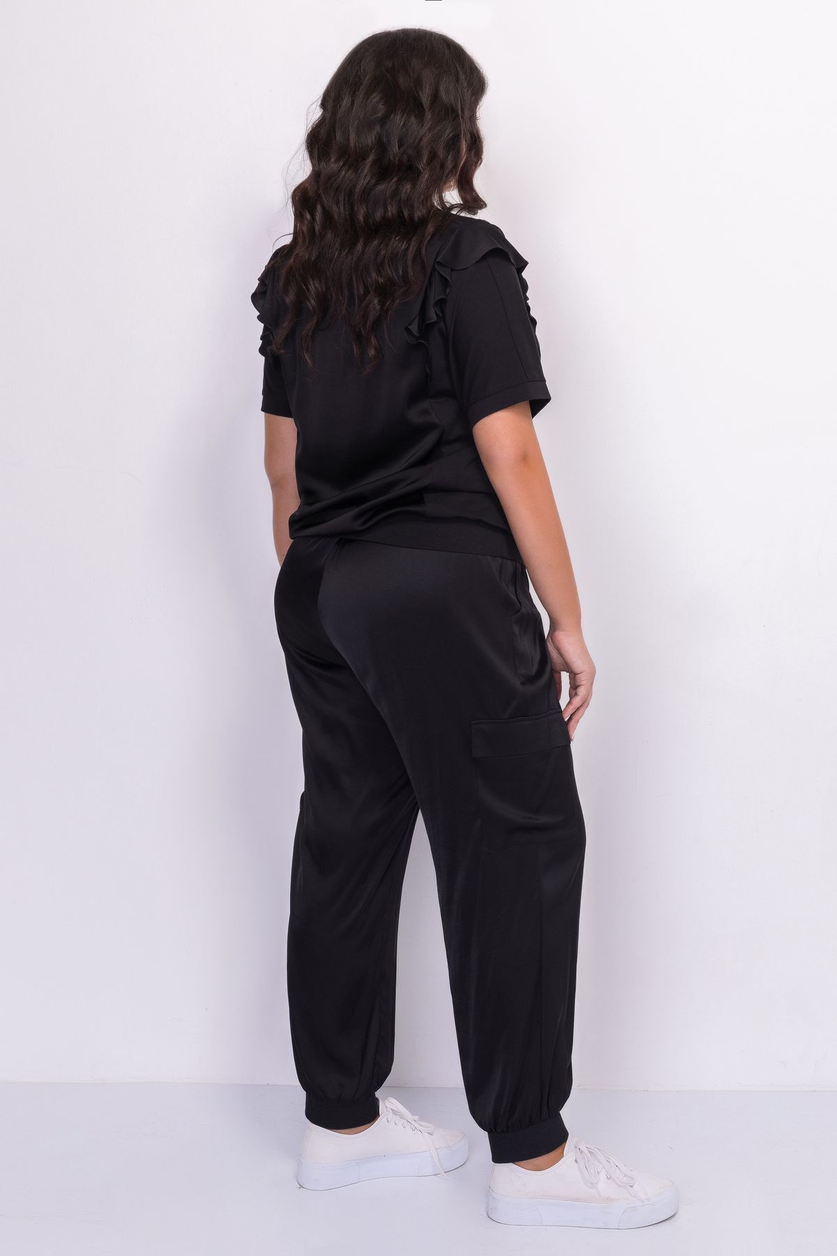 Шелковистый свитшот с оборками *PREMIUM