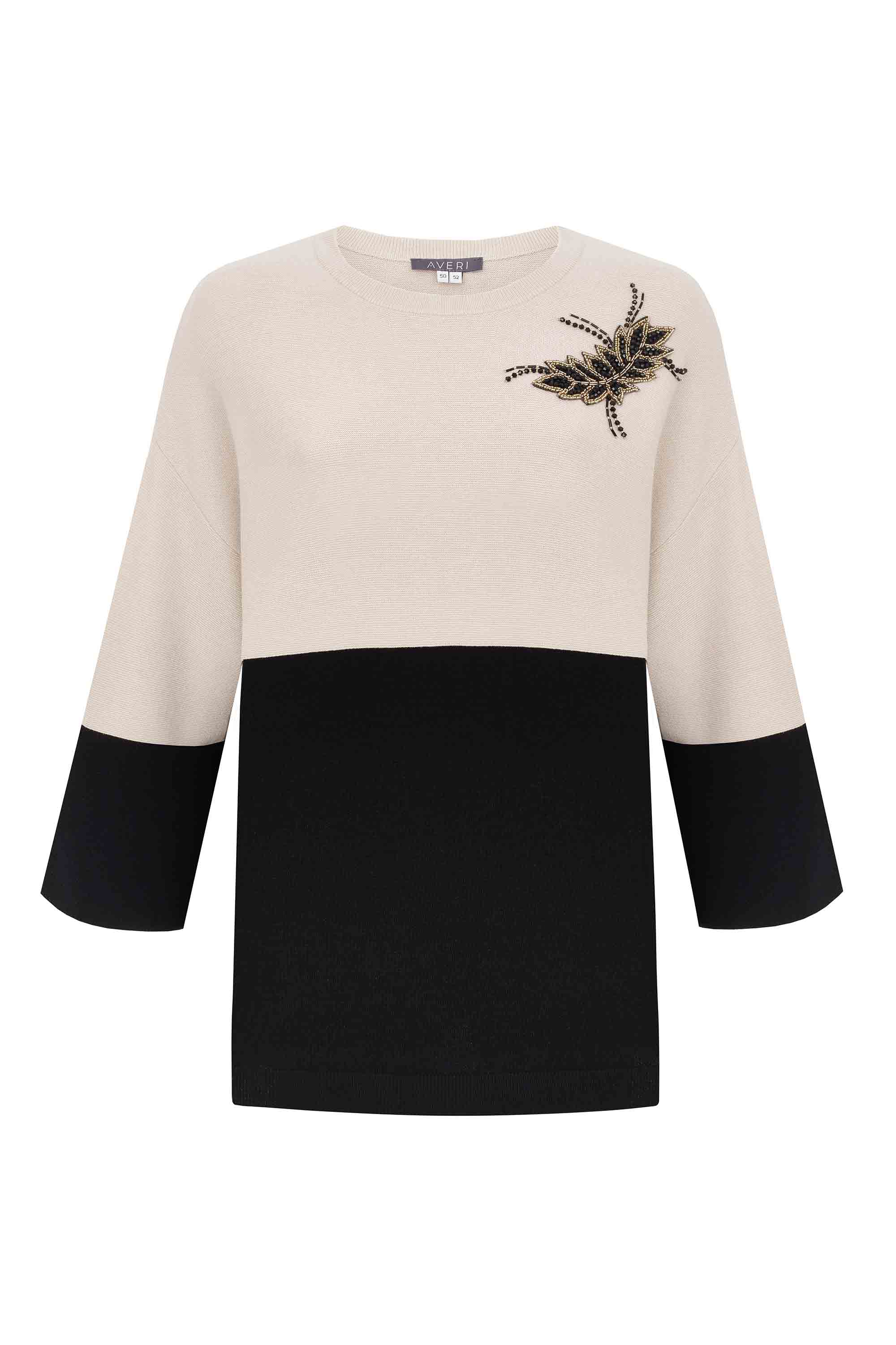 Джемпер с пайетками серо-черный