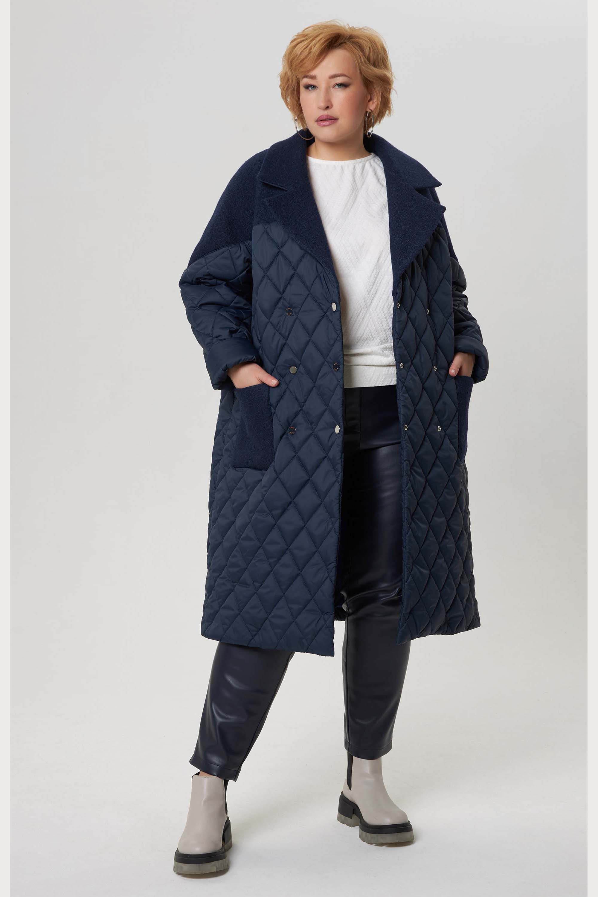 Двубортное стеганное пальто