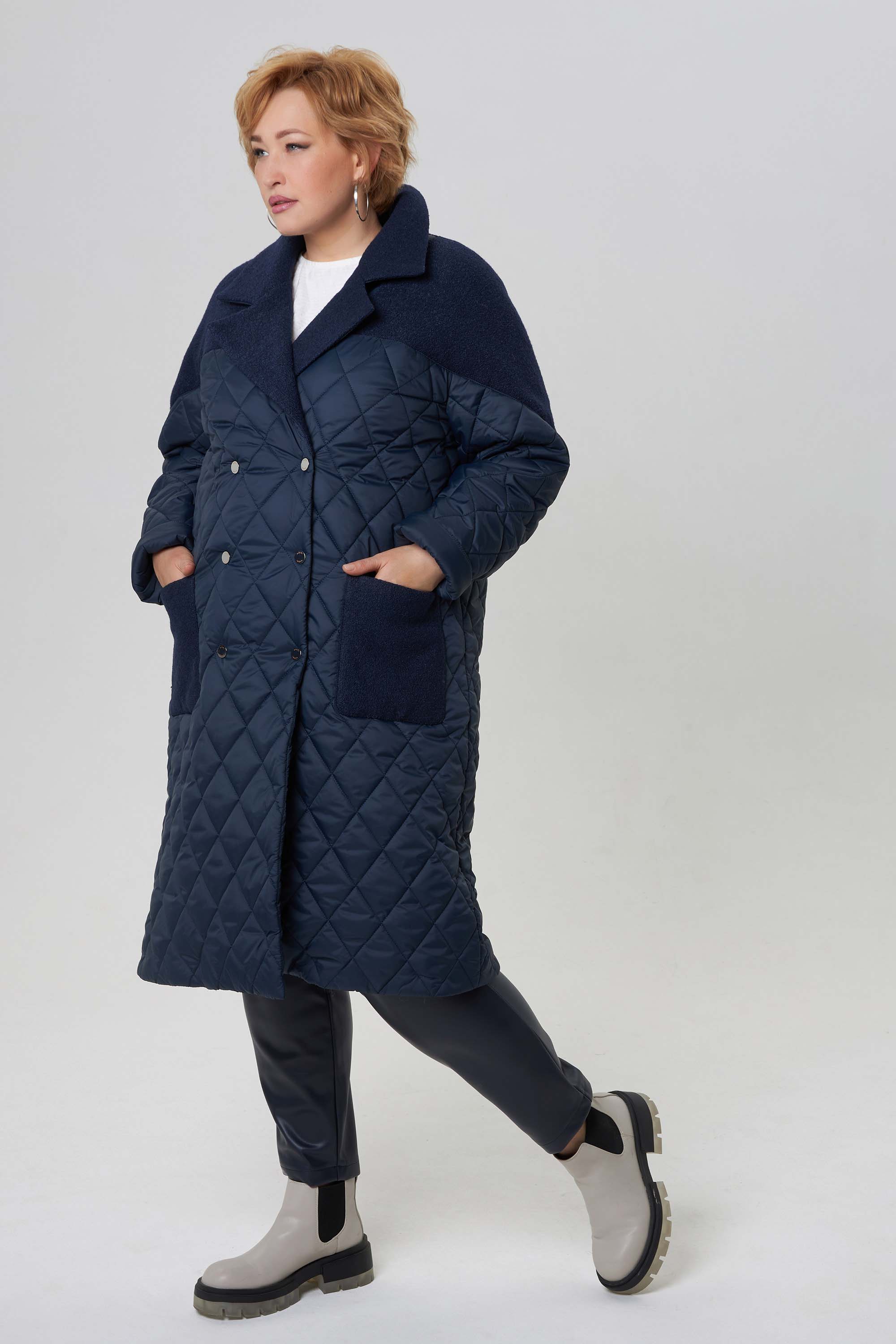 Двубортное стеганное пальто