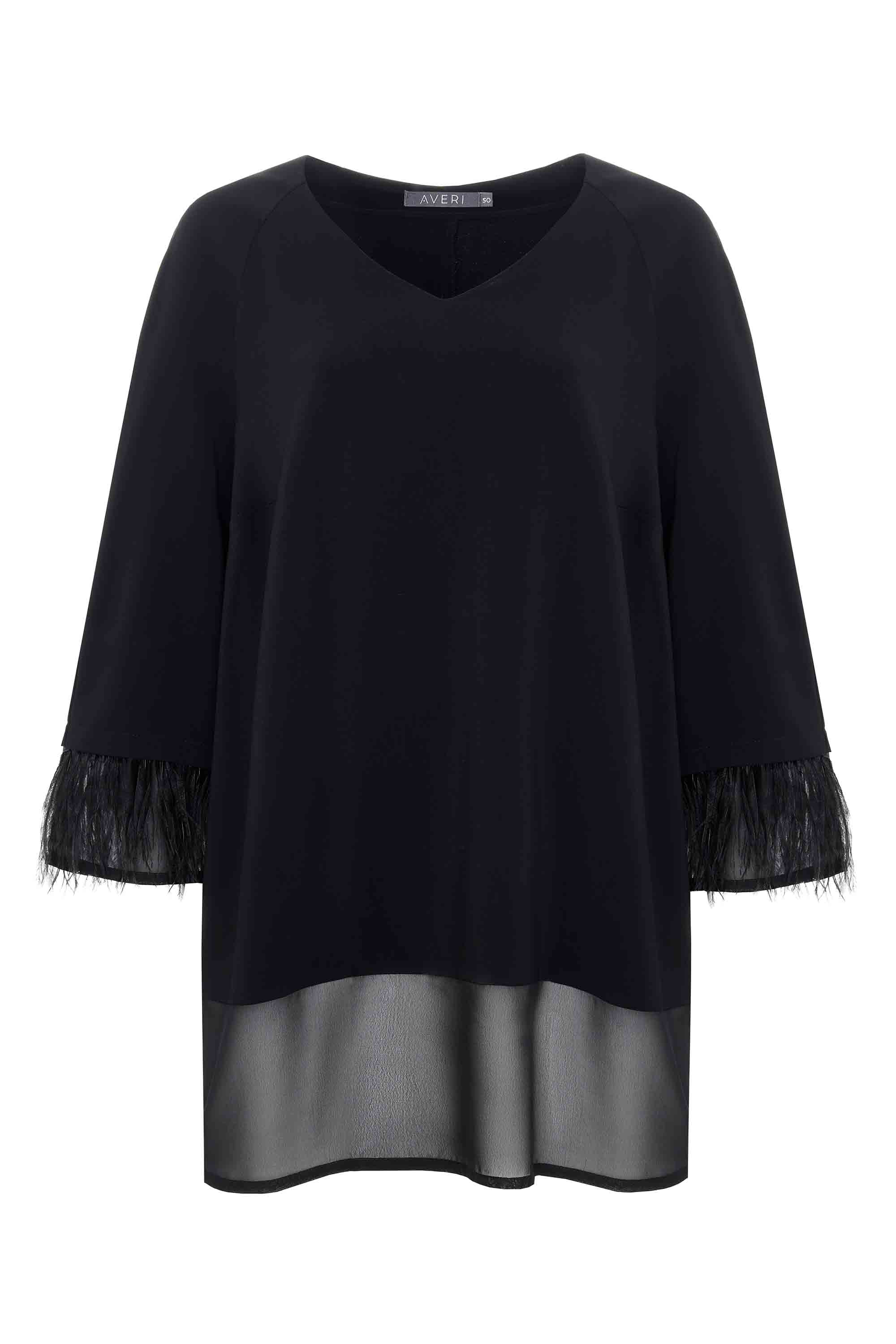 Нарядная блуза с перьями