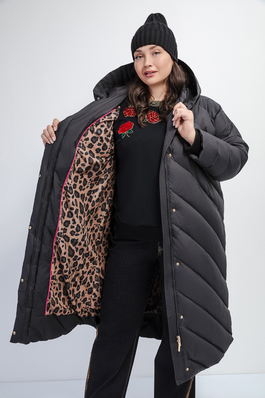 Зимний удлиненный пуховик