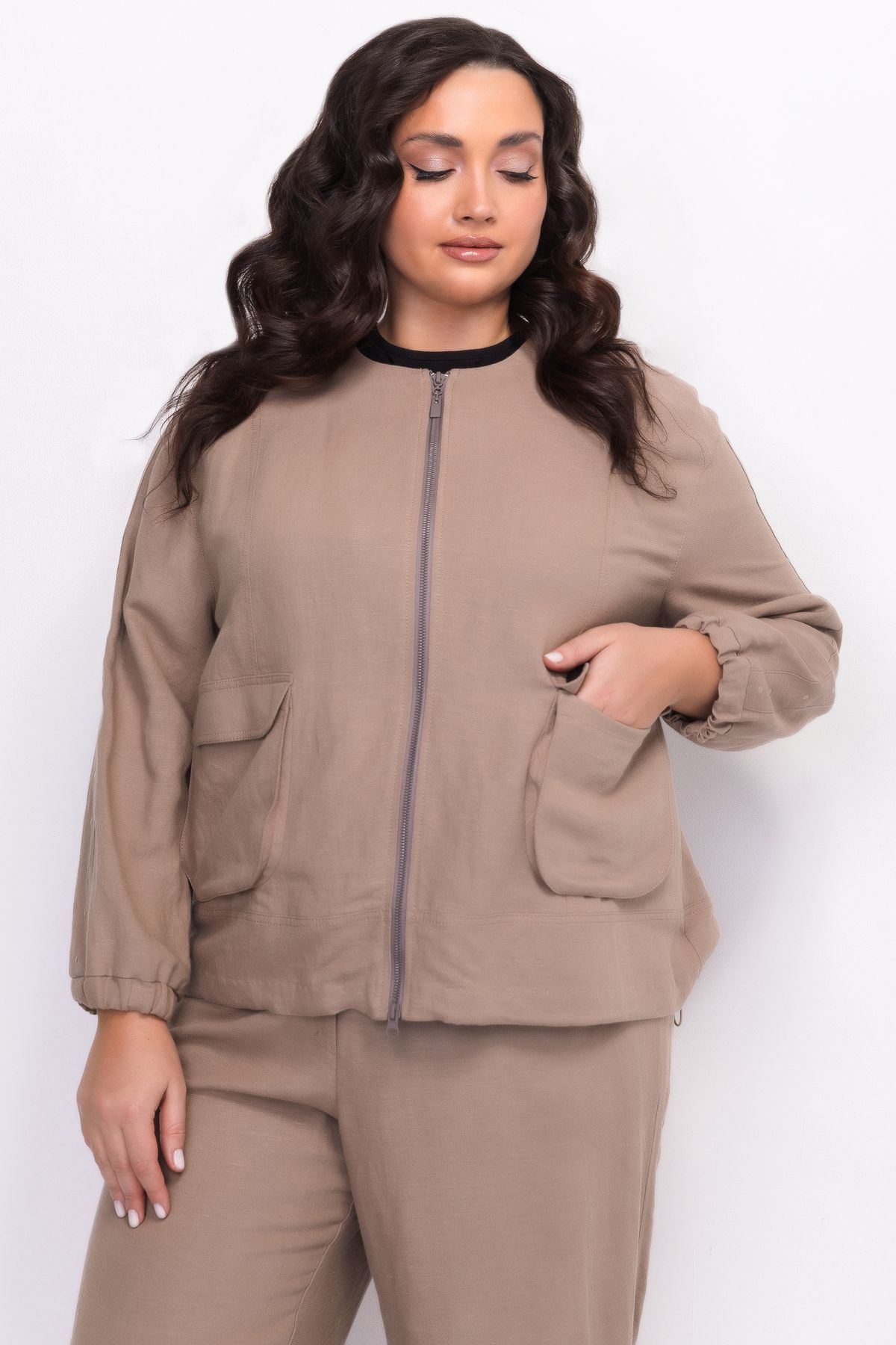 Льняной жакет укороченный