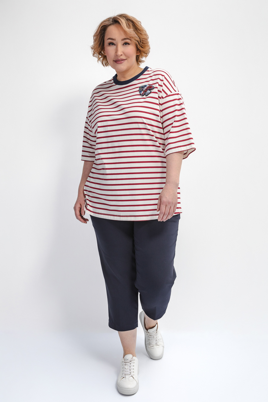 Футболка удлиненная в полоску