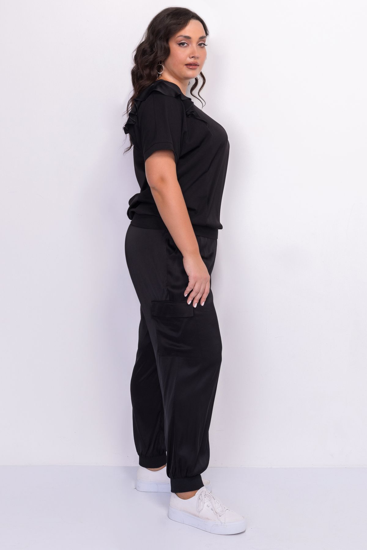 Шелковистый свитшот с оборками *PREMIUM