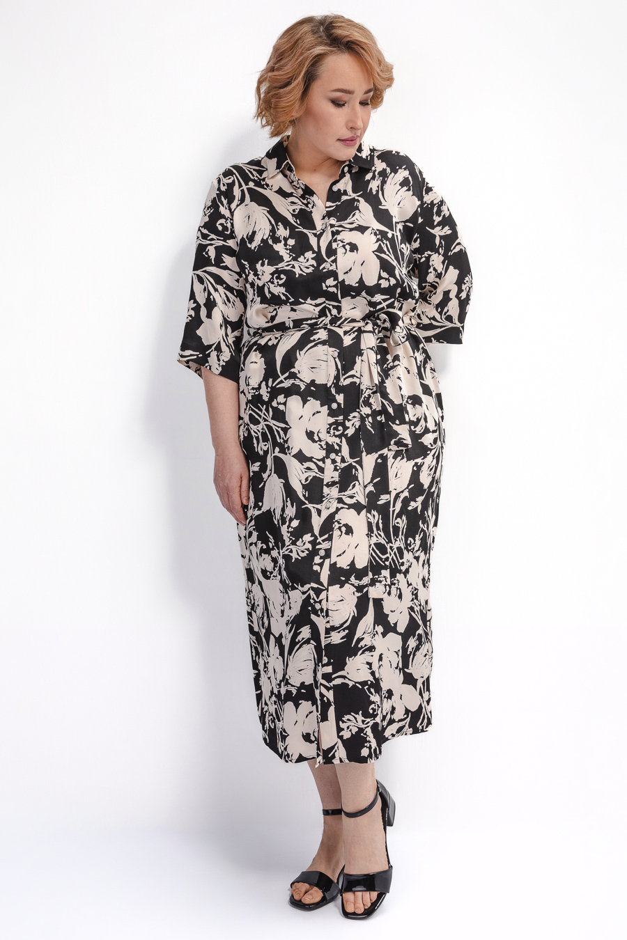 Платье-рубашка из вискозы