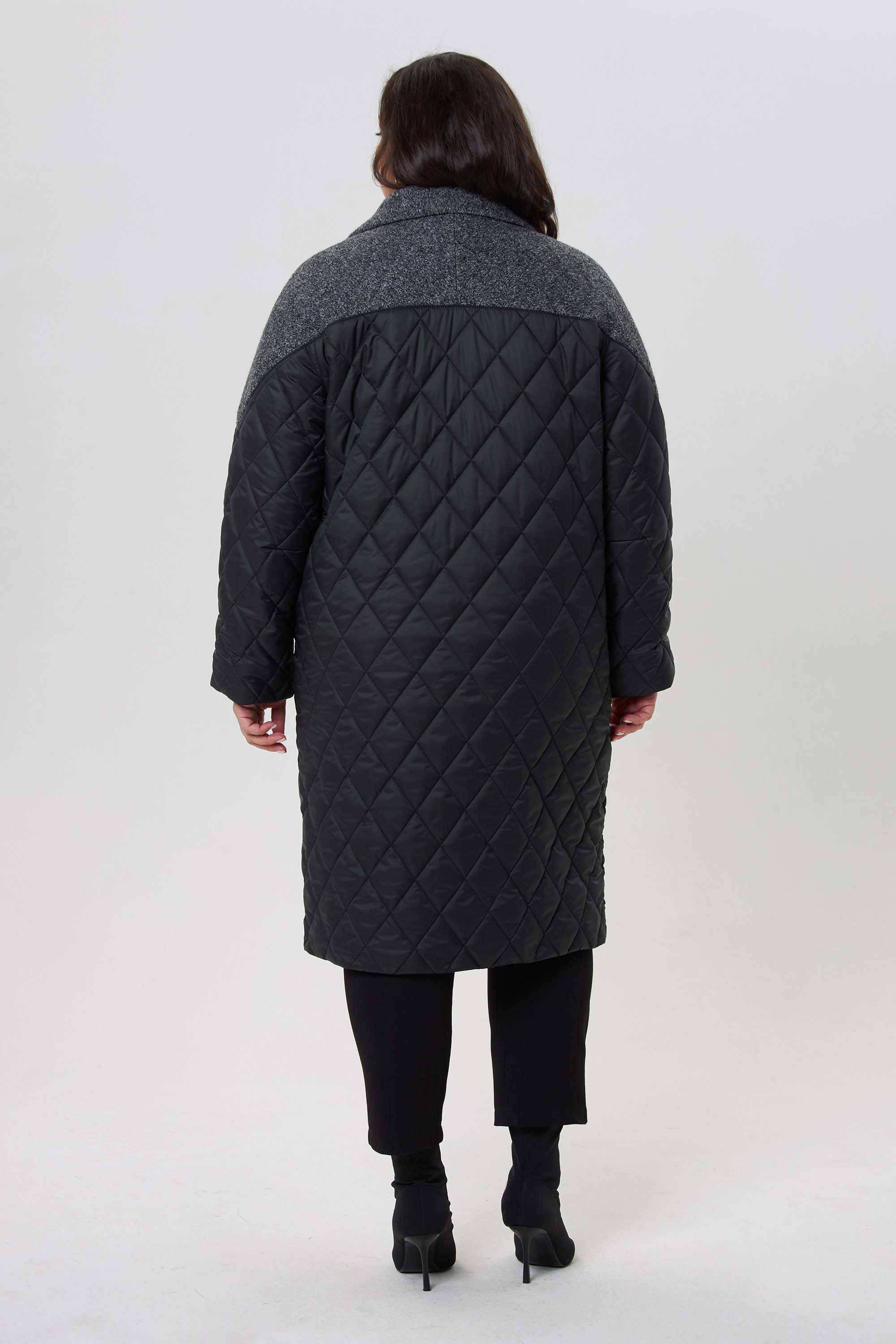 Двубортное стеганное пальто