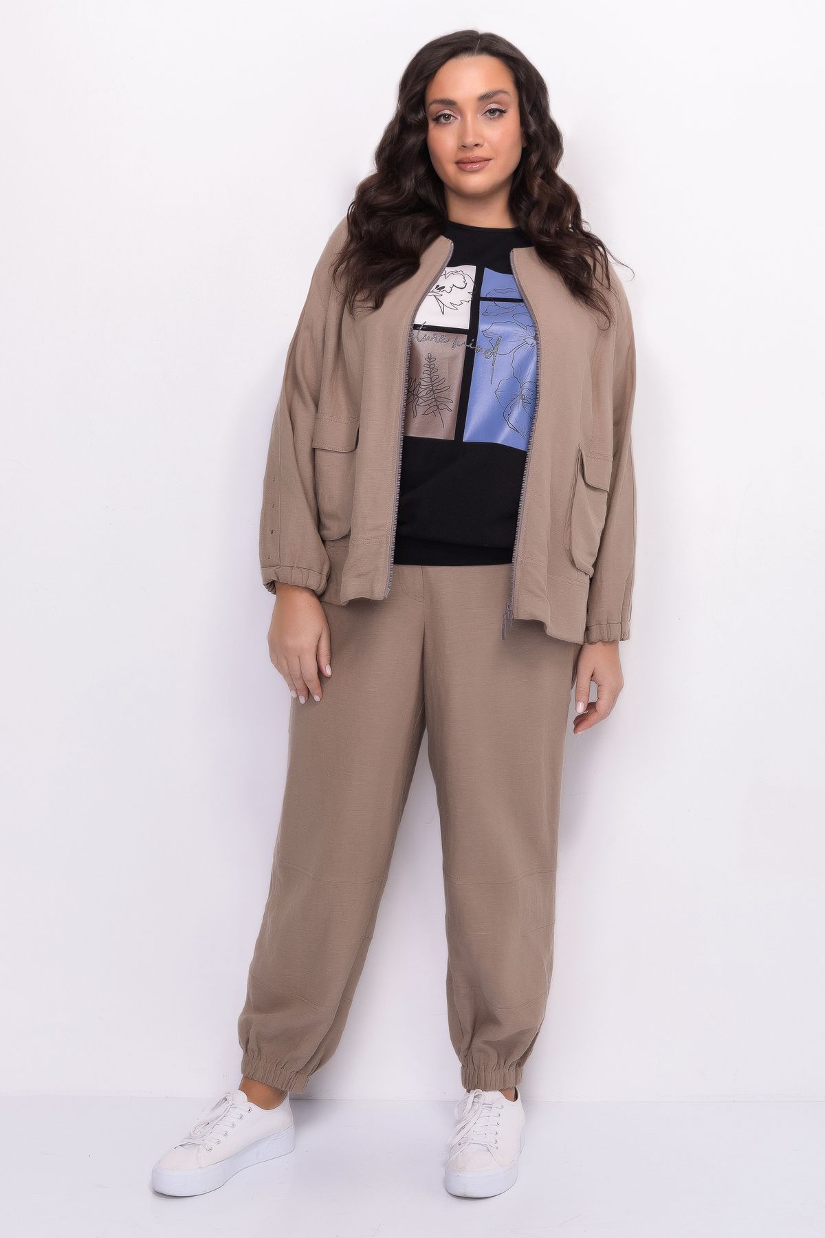 Льняной жакет укороченный