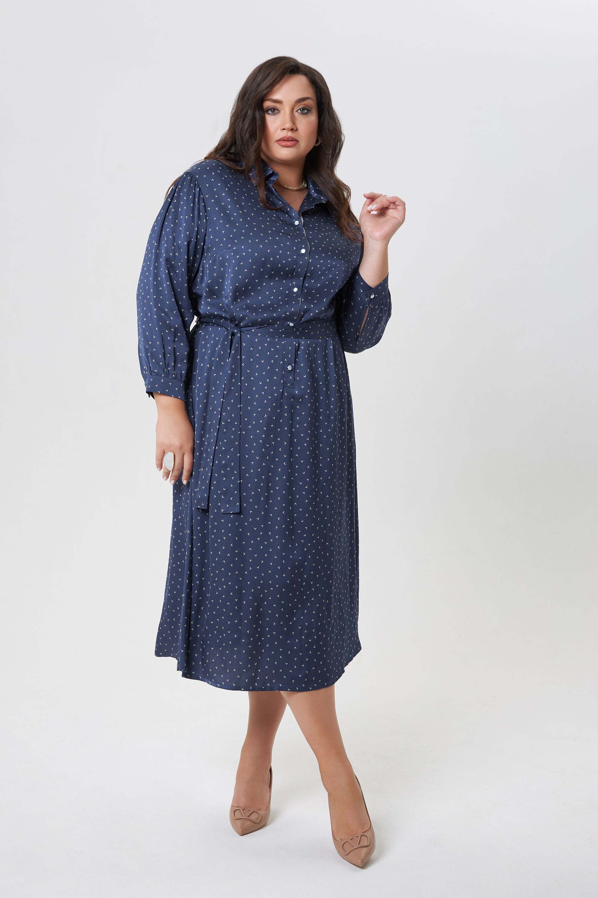 Вискозное прямое платье с принтом