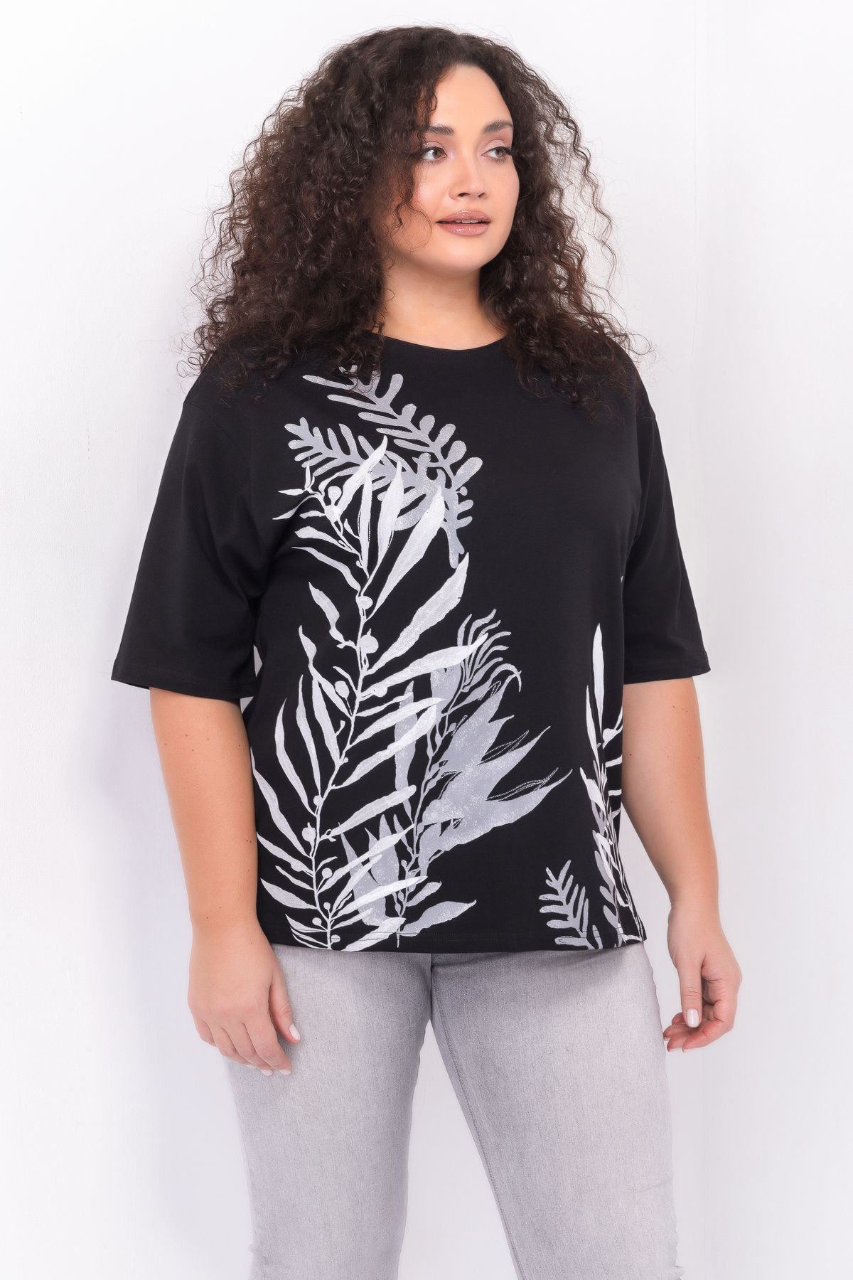 Футболка с принтом, незабудка