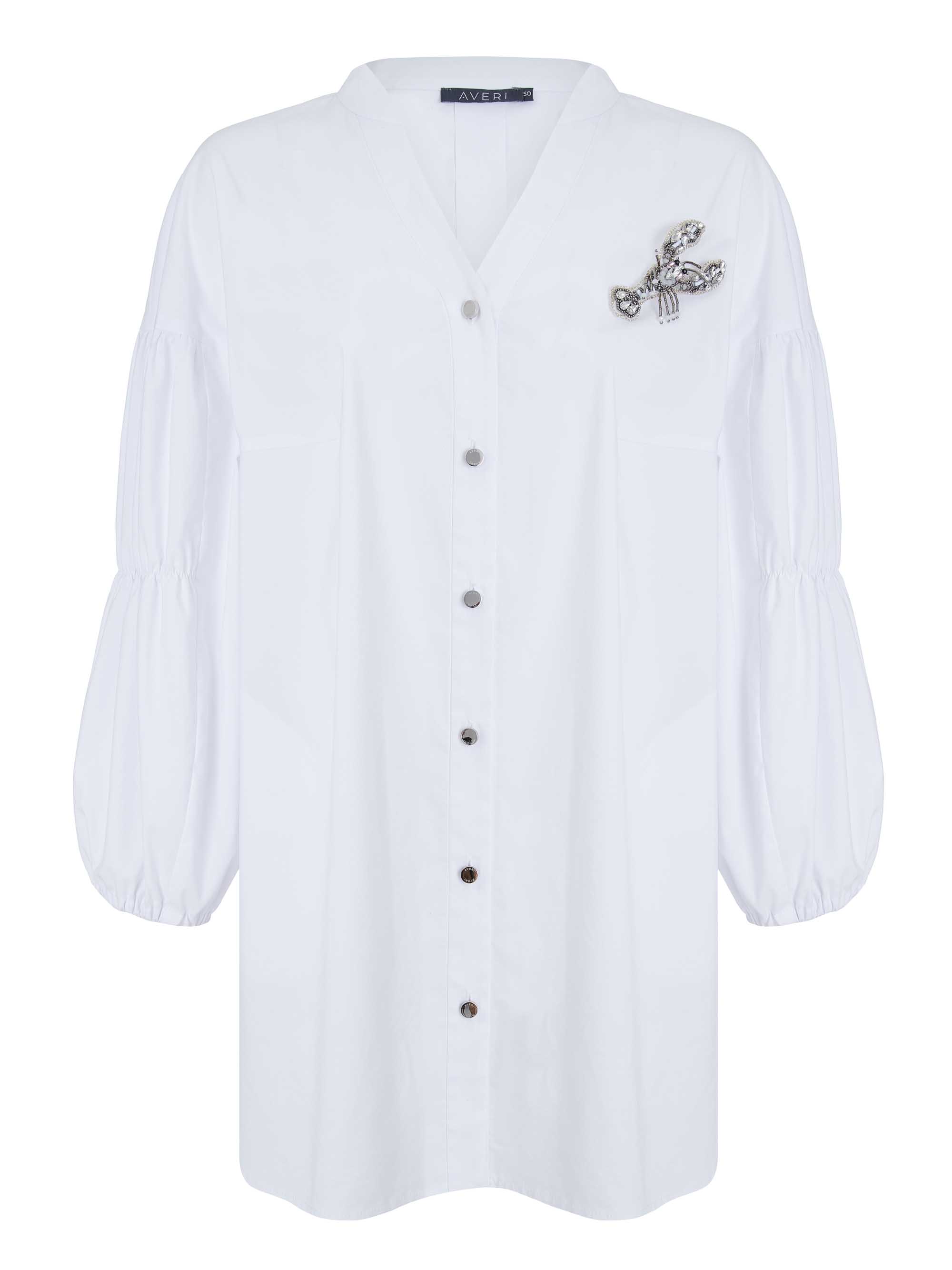 Блузка ЛЕТИЦИЯ из хлопка с рукавами-фонари *PREMIUM