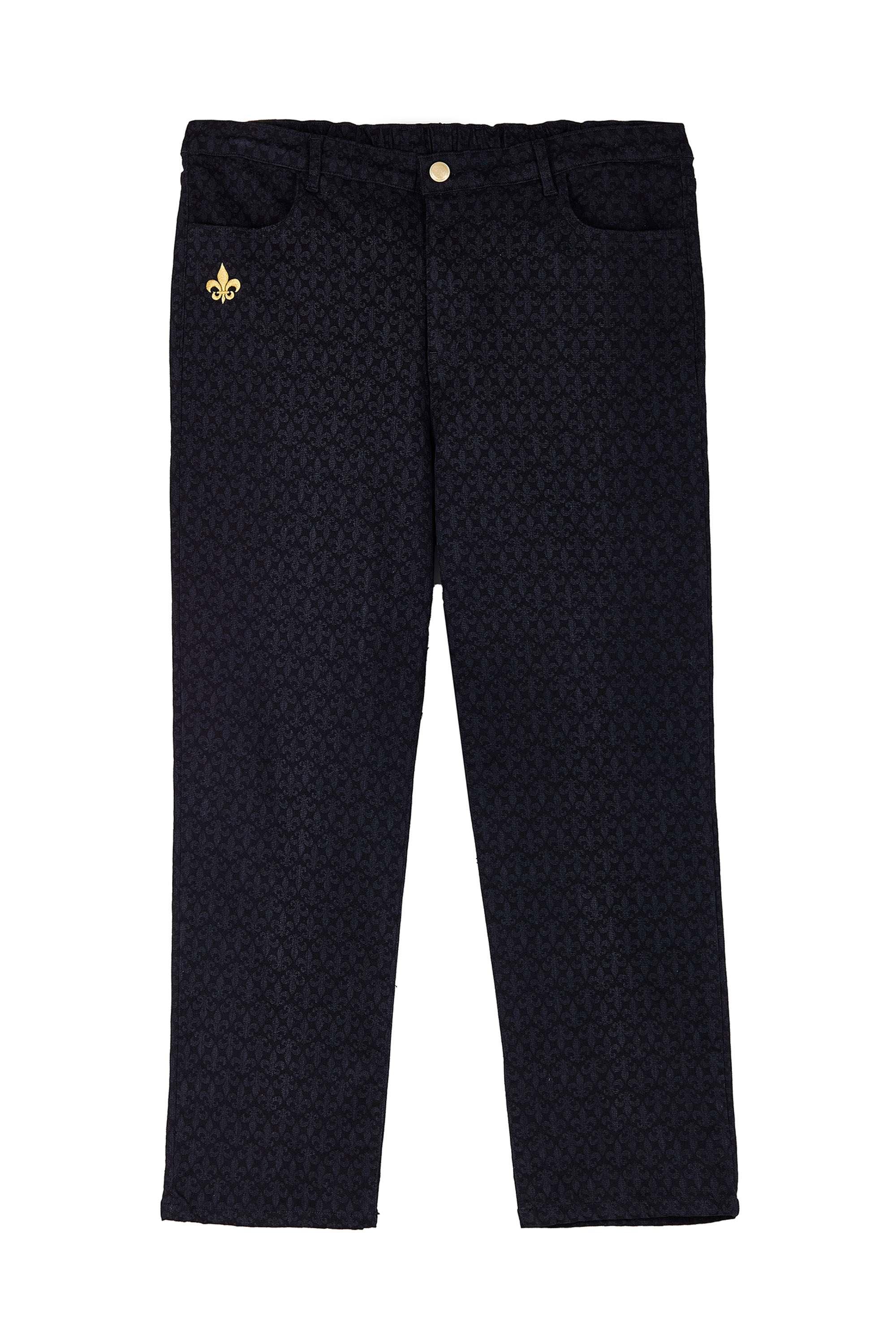 Принтованные джинсы с вышивкой