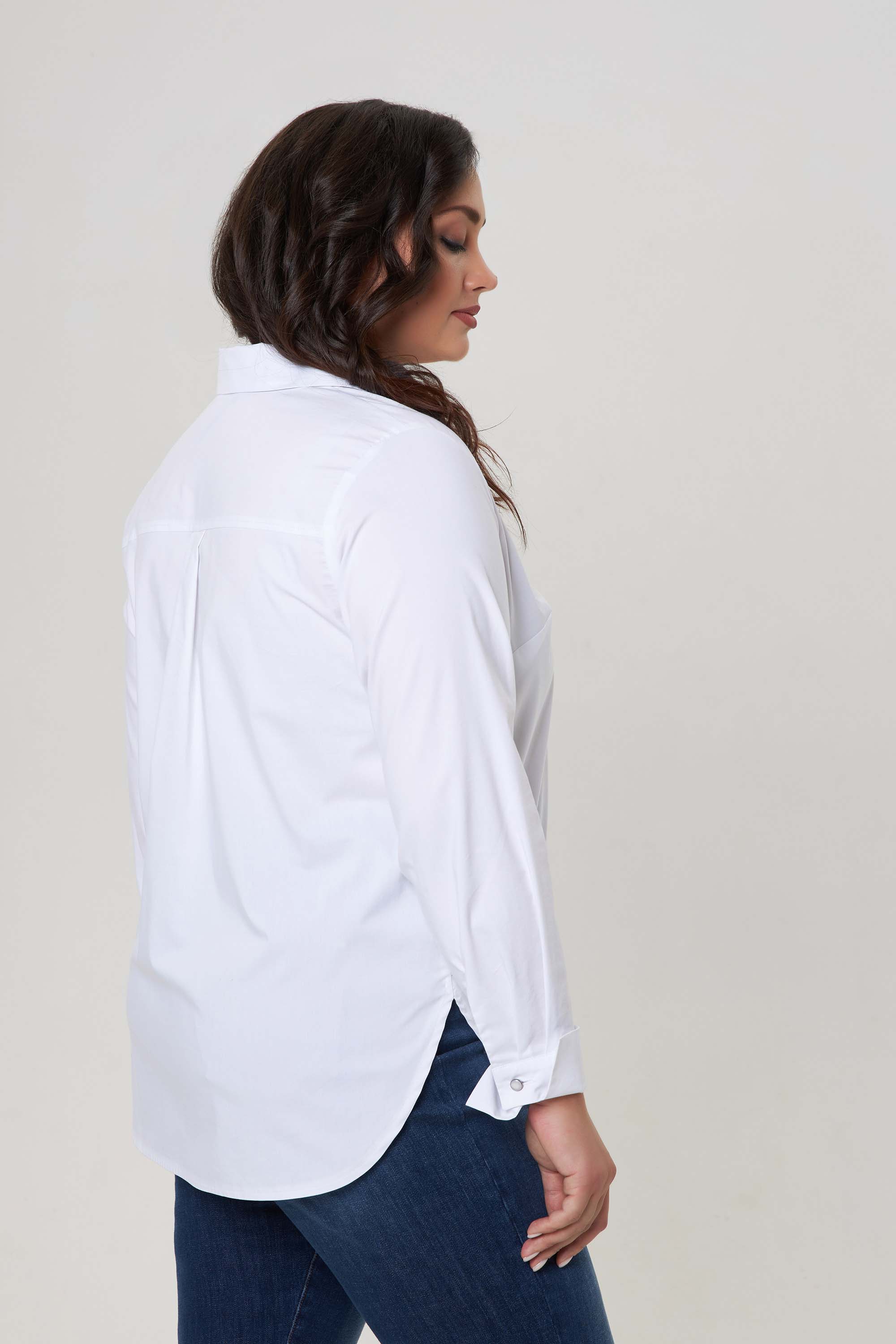 Хлопковая белая рубашка с кулиской