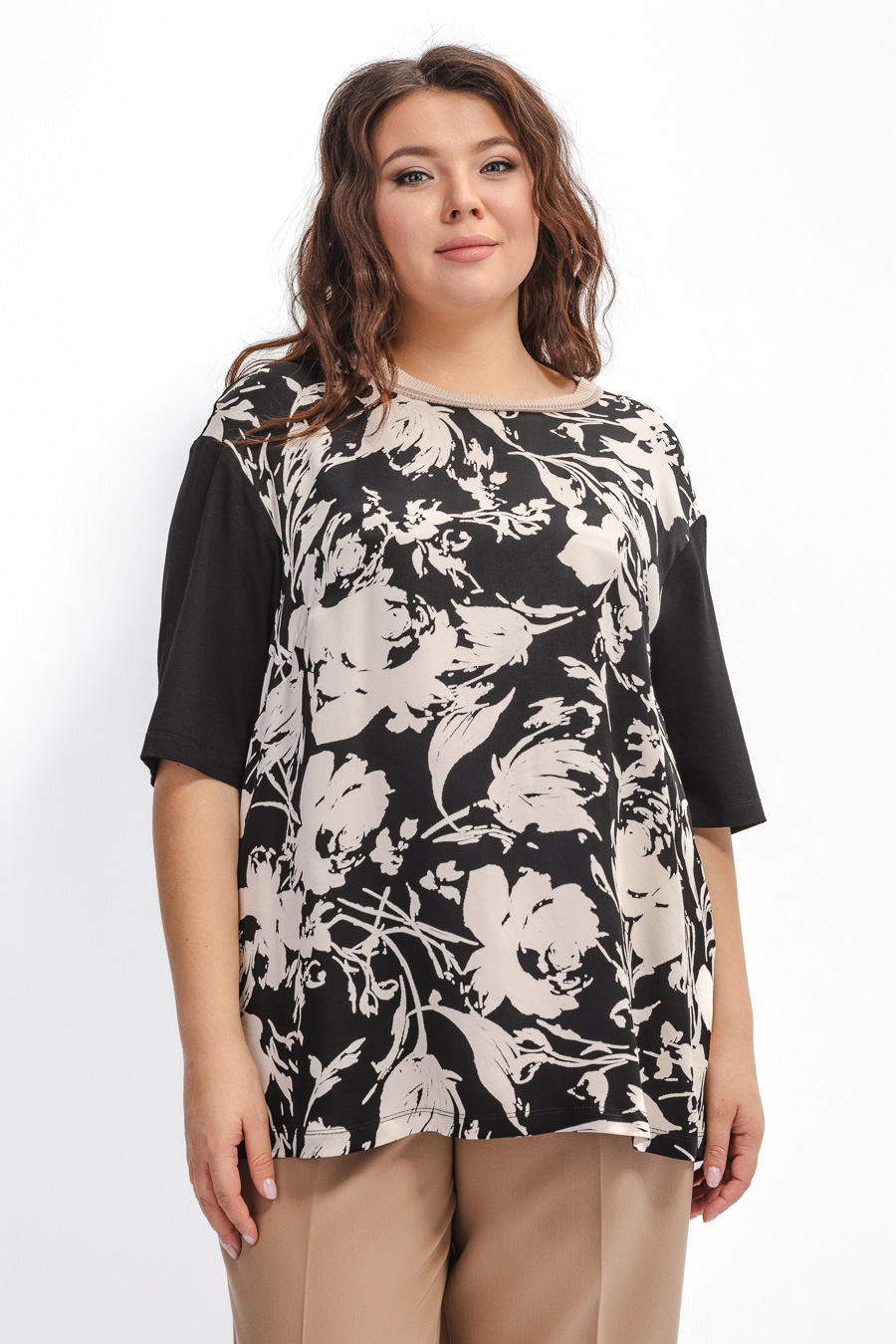 Блуза из вискозы с трикотажными рукавами