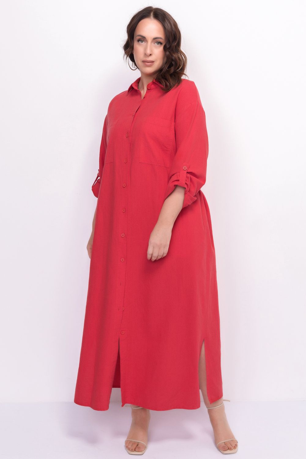 Льняное платье-рубашка