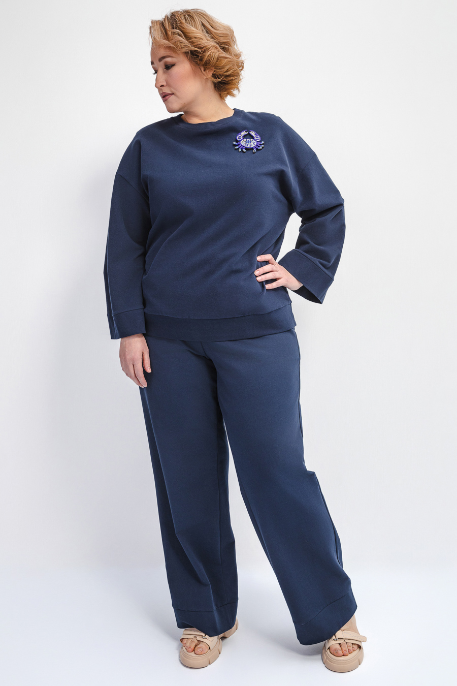 Трикотажные брюки с пич-эффектом