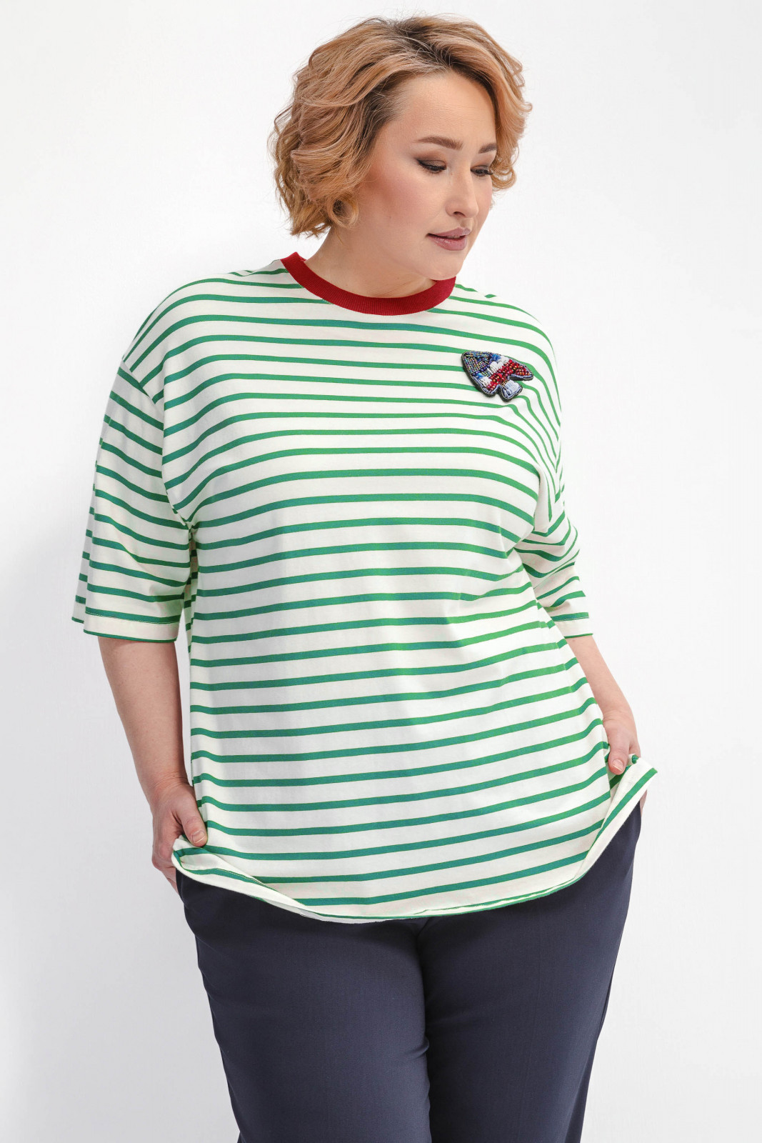 Футболка удлиненная в полоску