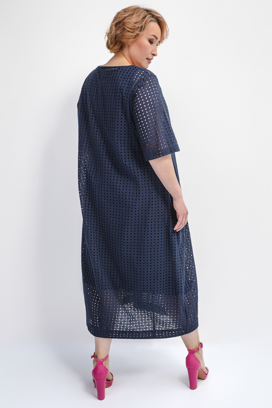 Платье-сетка из 100% хлопка, синее
