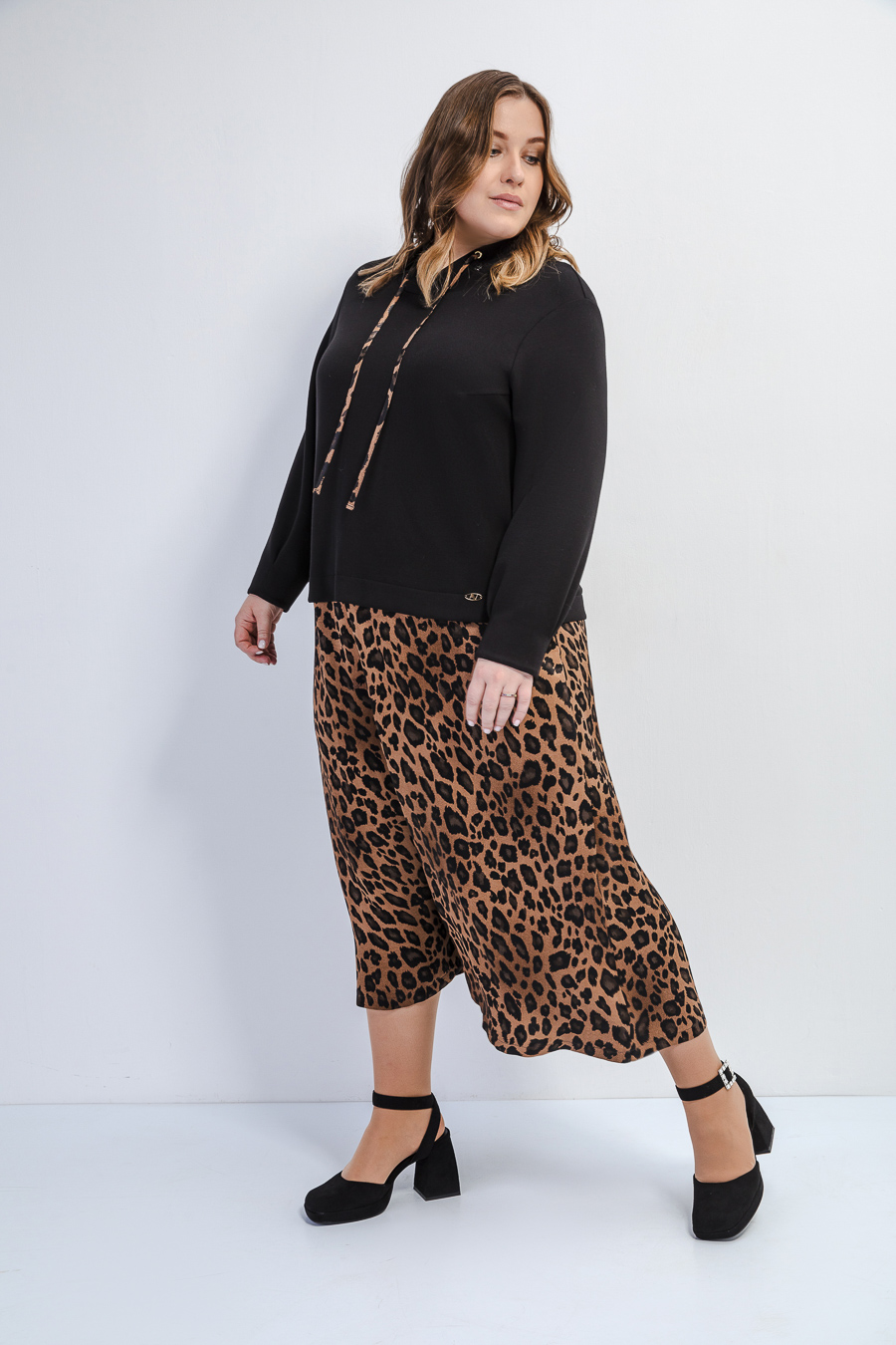 Платье двойное с принтом "ЛЕОПАРД"