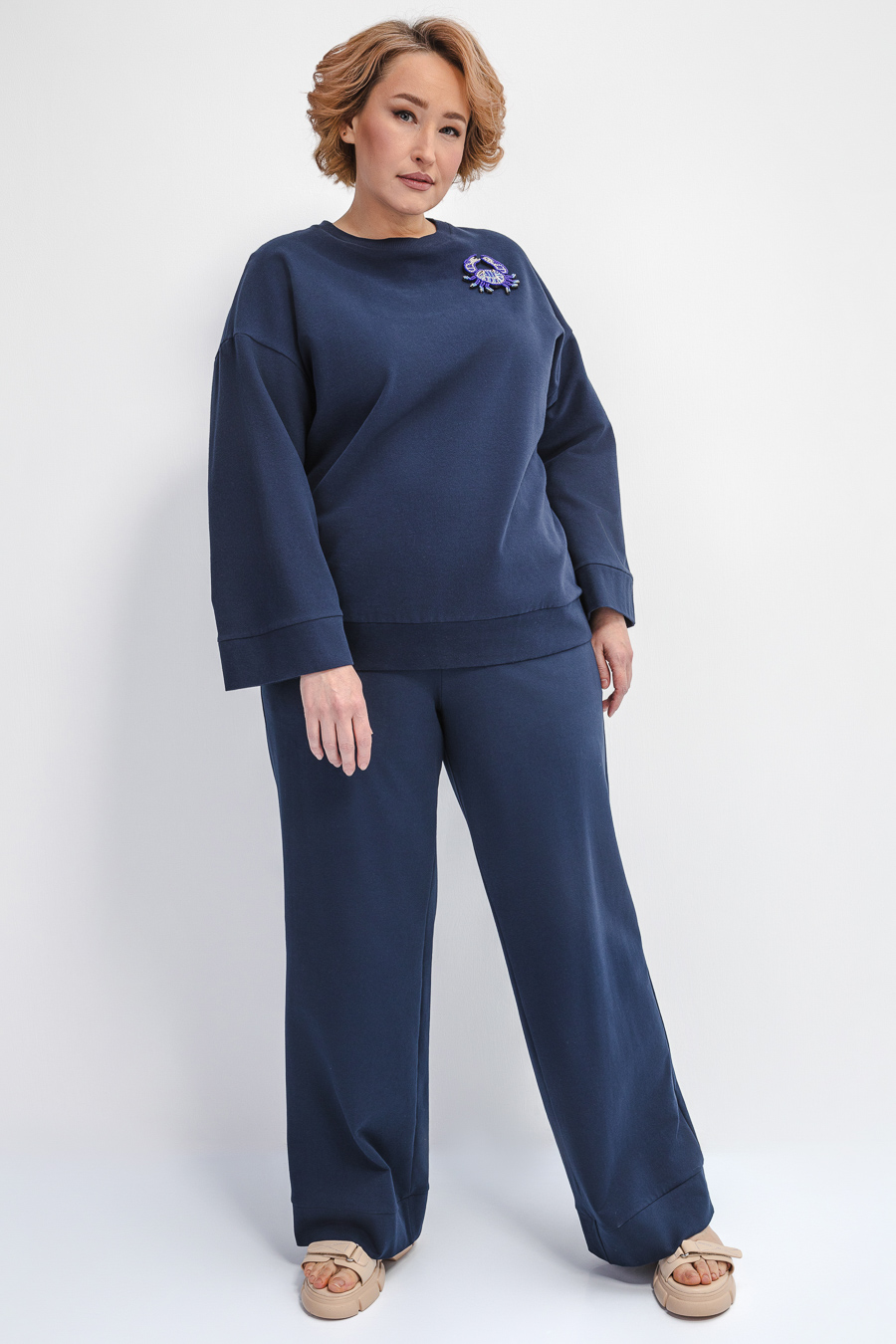 Трикотажные брюки с пич-эффектом