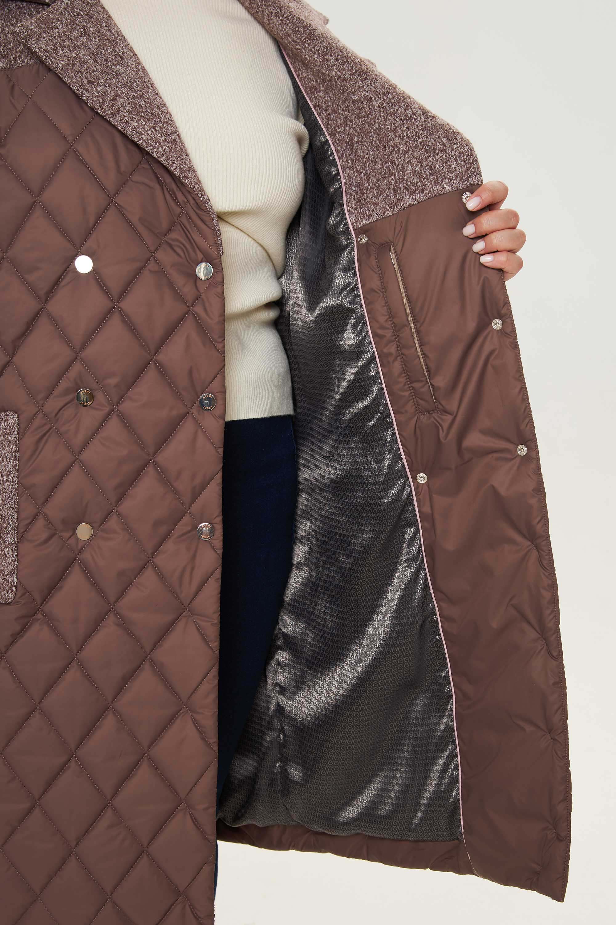 Двубортное стеганное пальто