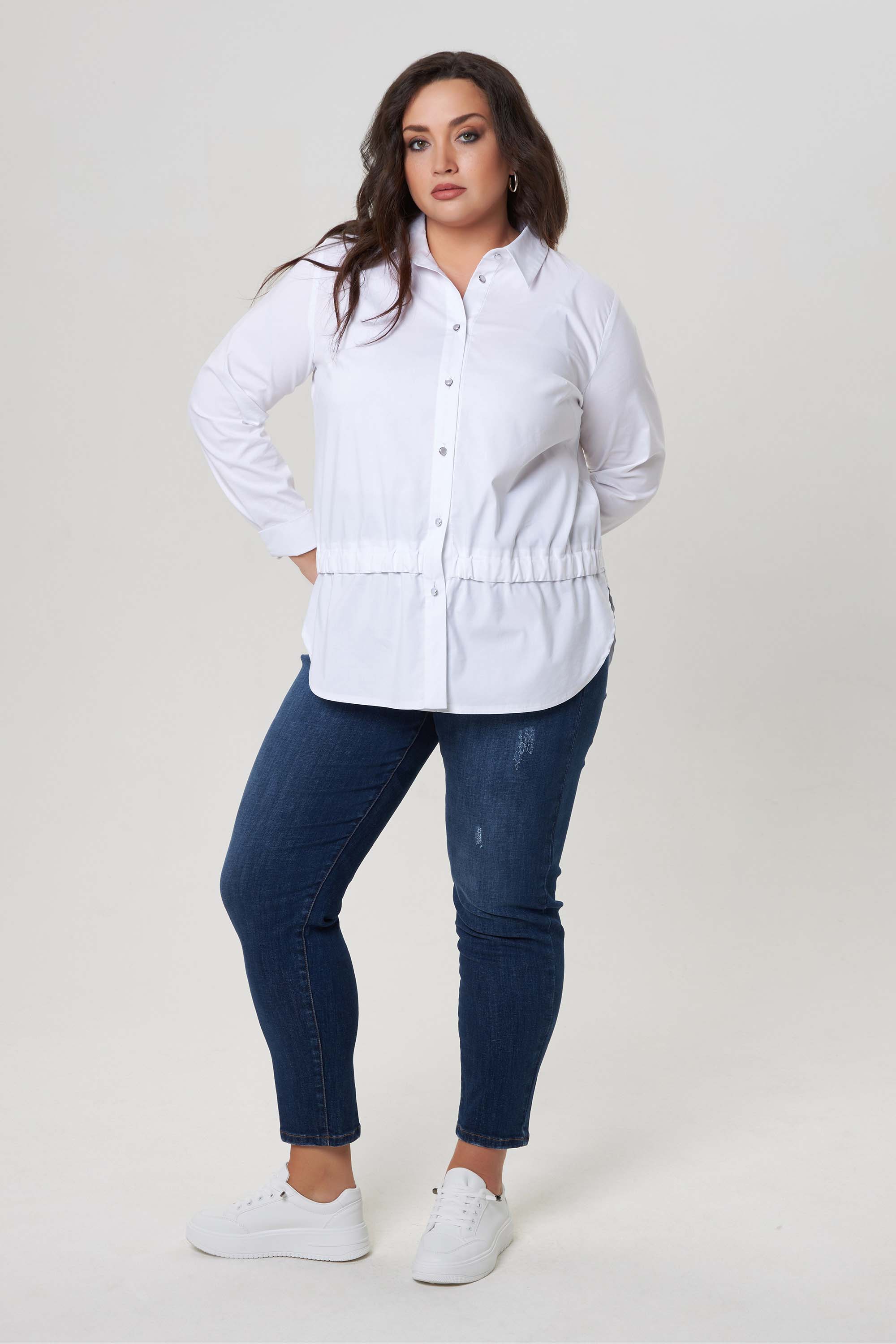 Хлопковая белая рубашка с кулиской