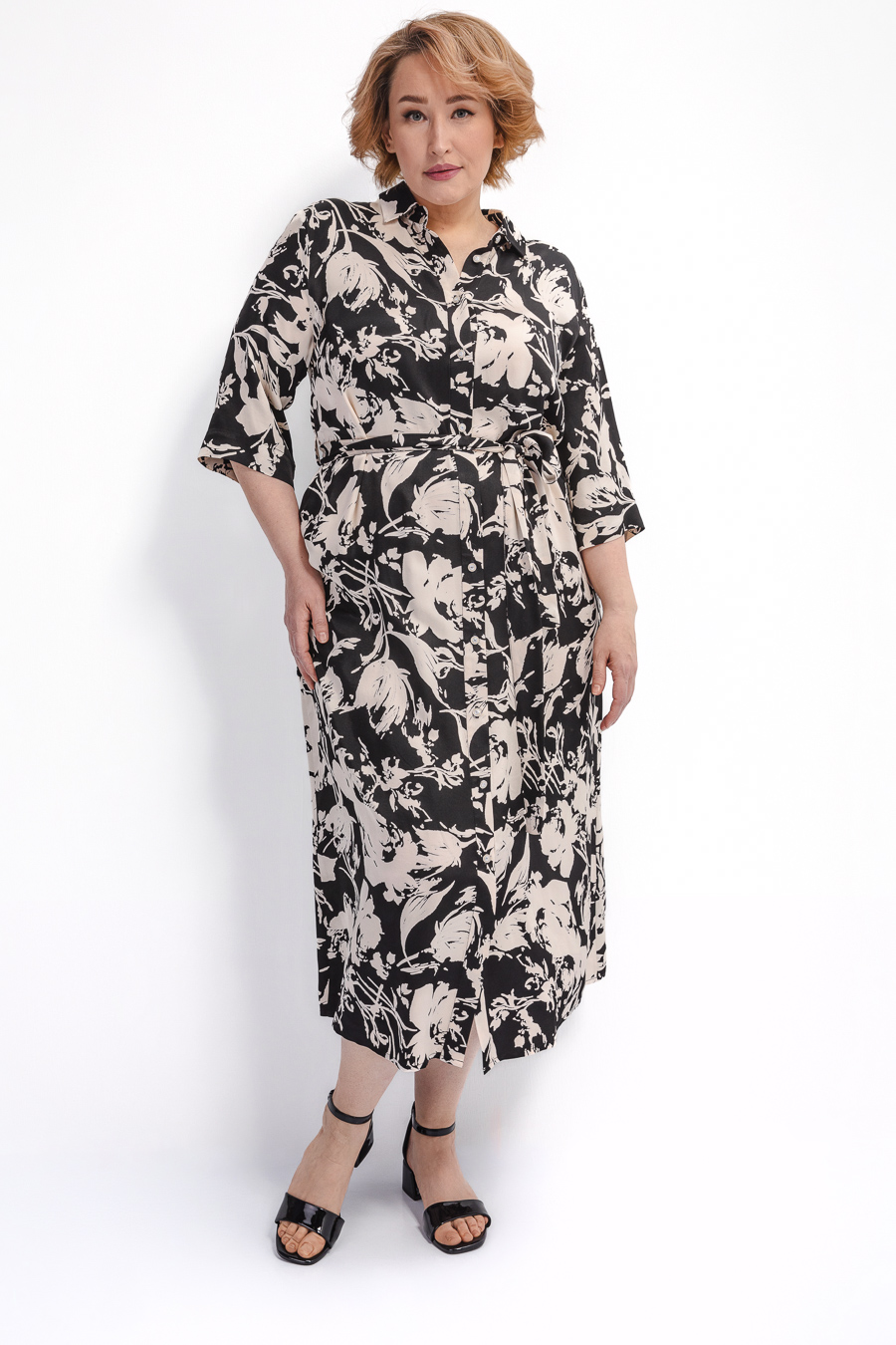 Платье-рубашка из вискозы