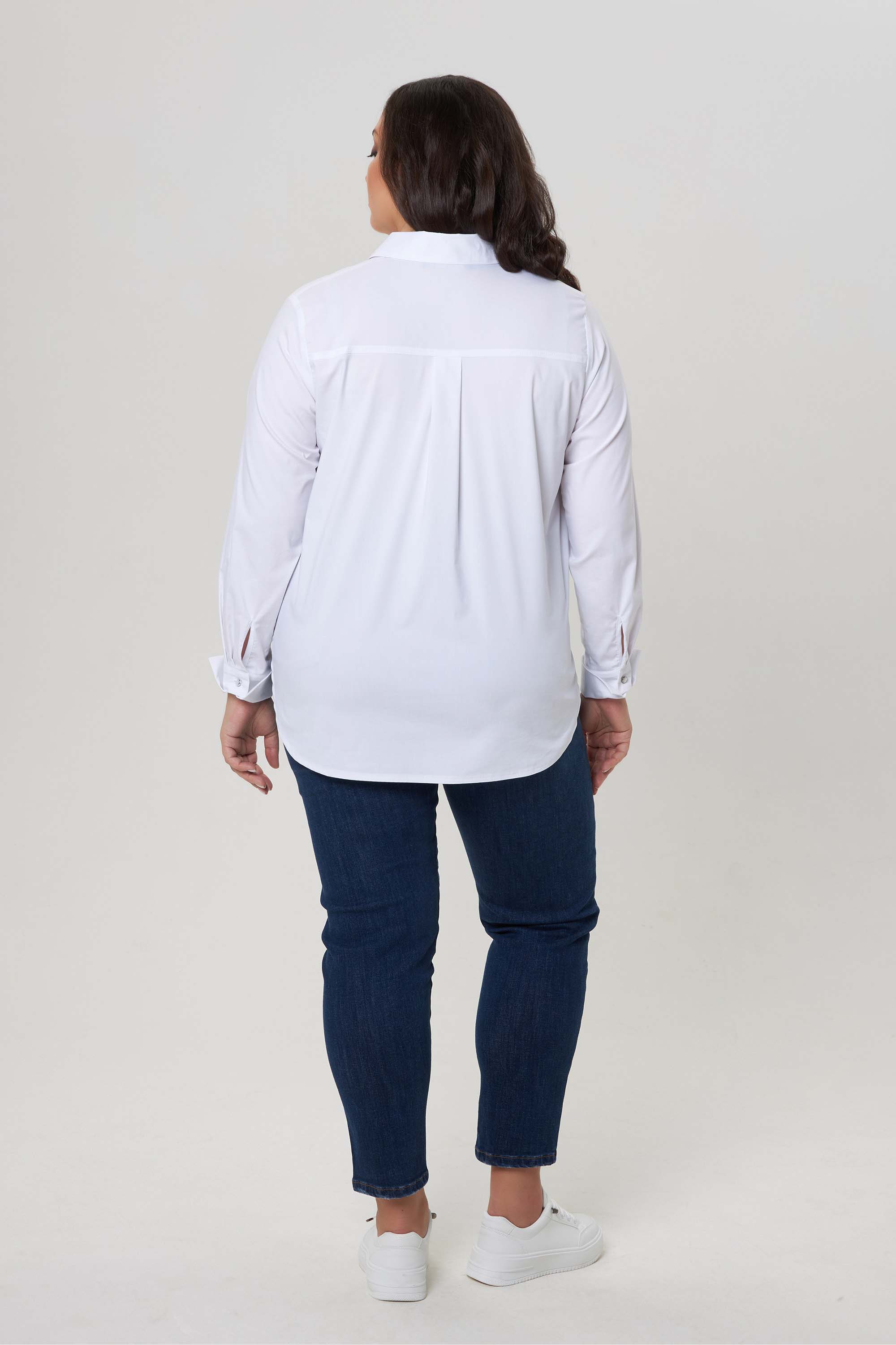 Хлопковая белая рубашка с кулиской